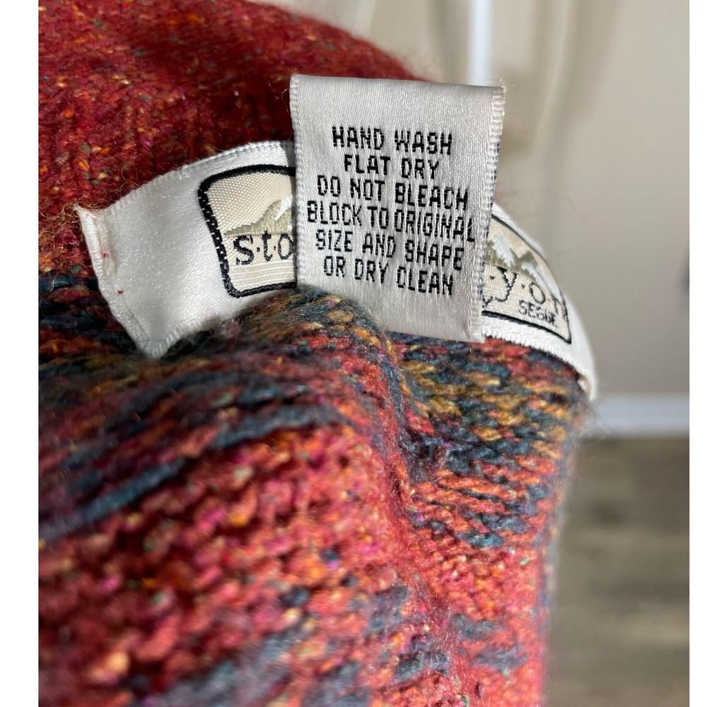 Silk Angora Stone Canyon Sweater W/ L Red Fair Isle Mock Neck excellent vintage - Picture 5 of 12